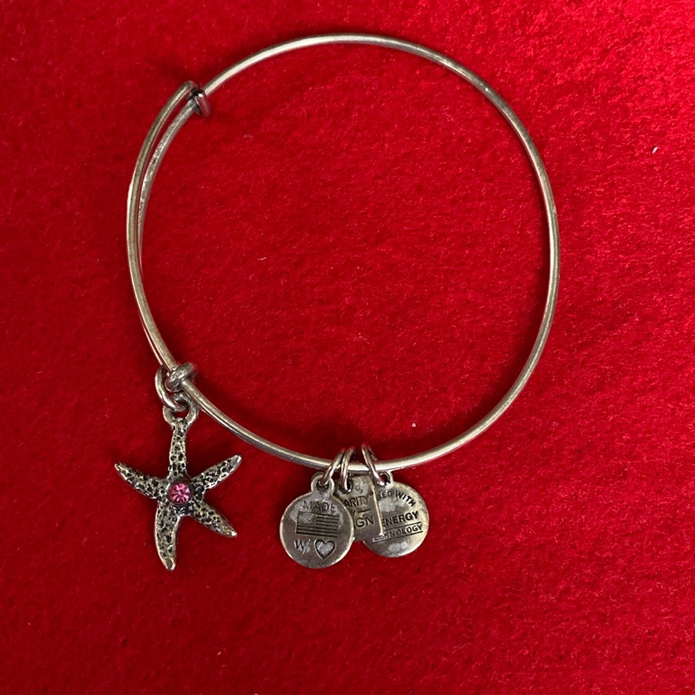 Alex and Ani starfish bracelet with pink crystal